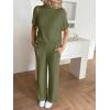 imageCicy Bell Womens 2 Piece Lounge Sets Casual Batwing Short Sleeve Knit Sweater Loose Wide Leg Pants Travel OutfitsArmy Green