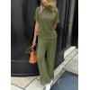 imageCicy Bell Womens 2 Piece Lounge Sets Casual Batwing Short Sleeve Knit Sweater Loose Wide Leg Pants Travel OutfitsArmy Green