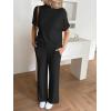 imageCicy Bell Womens 2 Piece Lounge Sets Casual Batwing Short Sleeve Knit Sweater Loose Wide Leg Pants Travel OutfitsBlack