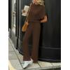 imageCicy Bell Womens 2 Piece Lounge Sets Casual Batwing Short Sleeve Knit Sweater Loose Wide Leg Pants Travel OutfitsBrown
