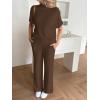 imageCicy Bell Womens 2 Piece Lounge Sets Casual Batwing Short Sleeve Knit Sweater Loose Wide Leg Pants Travel OutfitsBrown
