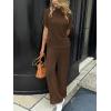 imageCicy Bell Womens 2 Piece Lounge Sets Casual Batwing Short Sleeve Knit Sweater Loose Wide Leg Pants Travel OutfitsBrown