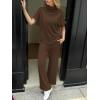 imageCicy Bell Womens 2 Piece Lounge Sets Casual Batwing Short Sleeve Knit Sweater Loose Wide Leg Pants Travel OutfitsBrown