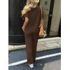 imageCicy Bell Womens 2 Piece Lounge Sets Casual Batwing Short Sleeve Knit Sweater Loose Wide Leg Pants Travel OutfitsBrown