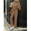 imageCicy Bell Womens 2 Piece Lounge Sets Casual Batwing Short Sleeve Knit Sweater Loose Wide Leg Pants Travel OutfitsKhaki