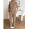 imageCicy Bell Womens 2 Piece Lounge Sets Casual Batwing Short Sleeve Knit Sweater Loose Wide Leg Pants Travel OutfitsKhaki