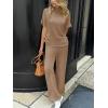 imageCicy Bell Womens 2 Piece Lounge Sets Casual Batwing Short Sleeve Knit Sweater Loose Wide Leg Pants Travel OutfitsKhaki