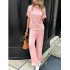 imageCicy Bell Womens 2 Piece Lounge Sets Casual Batwing Short Sleeve Knit Sweater Loose Wide Leg Pants Travel OutfitsPink