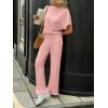 imageCicy Bell Womens 2 Piece Lounge Sets Casual Batwing Short Sleeve Knit Sweater Loose Wide Leg Pants Travel OutfitsPink