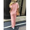 imageCicy Bell Womens 2 Piece Lounge Sets Casual Batwing Short Sleeve Knit Sweater Loose Wide Leg Pants Travel OutfitsPink