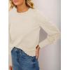 imageCicy Bell Womens Crew Neck Long Sleeve Sweater Trendy Casual Scallop Trim Fall Knit Lightweight Pullover TopsBeige