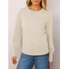 imageCicy Bell Womens Crew Neck Long Sleeve Sweater Trendy Casual Scallop Trim Fall Knit Lightweight Pullover TopsBeige