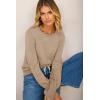 imageCicy Bell Womens Crew Neck Long Sleeve Sweater Trendy Casual Scallop Trim Fall Knit Lightweight Pullover TopsKhaki