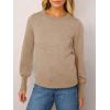 imageCicy Bell Womens Crew Neck Long Sleeve Sweater Trendy Casual Scallop Trim Fall Knit Lightweight Pullover TopsKhaki