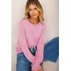 imageCicy Bell Womens Crew Neck Long Sleeve Sweater Trendy Casual Scallop Trim Fall Knit Lightweight Pullover TopsPink