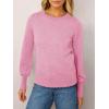 imageCicy Bell Womens Crew Neck Long Sleeve Sweater Trendy Casual Scallop Trim Fall Knit Lightweight Pullover TopsPink