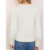 imageCicy Bell Womens Crew Neck Long Sleeve Sweater Trendy Casual Scallop Trim Fall Knit Lightweight Pullover TopsWhite