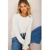imageCicy Bell Womens Crew Neck Long Sleeve Sweater Trendy Casual Scallop Trim Fall Knit Lightweight Pullover TopsWhite