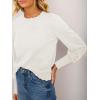 imageCicy Bell Womens Crew Neck Long Sleeve Sweater Trendy Casual Scallop Trim Fall Knit Lightweight Pullover TopsWhite