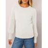 imageCicy Bell Womens Crew Neck Long Sleeve Sweater Trendy Casual Scallop Trim Fall Knit Lightweight Pullover TopsWhite