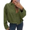 imageCicy Bell Womens Faux Suede Bomber Jackets Oversized Cropped Zip Up Lapel Coats Fall Casual OuterwearsArmy Green