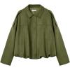 imageCicy Bell Womens Faux Suede Bomber Jackets Oversized Cropped Zip Up Lapel Coats Fall Casual OuterwearsArmy Green