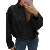 imageCicy Bell Womens Faux Suede Bomber Jackets Oversized Cropped Zip Up Lapel Coats Fall Casual OuterwearsBlack