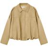 imageCicy Bell Womens Faux Suede Bomber Jackets Oversized Cropped Zip Up Lapel Coats Fall Casual OuterwearsKhaki