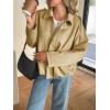 imageCicy Bell Womens Faux Suede Bomber Jackets Oversized Cropped Zip Up Lapel Coats Fall Casual OuterwearsKhaki
