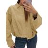 imageCicy Bell Womens Faux Suede Bomber Jackets Oversized Cropped Zip Up Lapel Coats Fall Casual OuterwearsKhaki