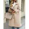 imageCicy Bell Womens Long Pea Coats Single Breasted Lapel Jackets Casual Oversized Wool Blend Overcoats with PocketsApricot