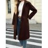 imageCicy Bell Womens Long Pea Coats Single Breasted Lapel Jackets Casual Oversized Wool Blend Overcoats with PocketsDark Brown