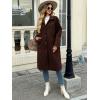 imageCicy Bell Womens Long Pea Coats Single Breasted Lapel Jackets Casual Oversized Wool Blend Overcoats with PocketsDark Brown