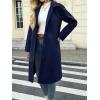 imageCicy Bell Womens Long Pea Coats Single Breasted Lapel Jackets Casual Oversized Wool Blend Overcoats with PocketsNavy