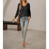 imageCicy Bell Womens Long Sleeve Tops Trendy V Neck Ribbed Lightweight Shirts Dressy Casual Loose Fit BlousesBlack