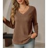 imageCicy Bell Womens Long Sleeve Tops Trendy V Neck Ribbed Lightweight Shirts Dressy Casual Loose Fit BlousesBrown
