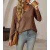 imageCicy Bell Womens Long Sleeve Tops Trendy V Neck Ribbed Lightweight Shirts Dressy Casual Loose Fit BlousesBrown