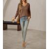imageCicy Bell Womens Long Sleeve Tops Trendy V Neck Ribbed Lightweight Shirts Dressy Casual Loose Fit BlousesBrown