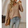 imageCicy Bell Womens Long Sleeve Tops Trendy V Neck Ribbed Lightweight Shirts Dressy Casual Loose Fit BlousesKhaki