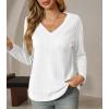 imageCicy Bell Womens Long Sleeve Tops Trendy V Neck Ribbed Lightweight Shirts Dressy Casual Loose Fit BlousesWhite