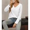 imageCicy Bell Womens Long Sleeve Tops Trendy V Neck Ribbed Lightweight Shirts Dressy Casual Loose Fit BlousesWhite