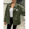 imageCicy Bell Womens Oversized Denim Jackets Boyfriends Button Down Utility Jean Jackets Vintage Y2k Fall CoatArmy Green