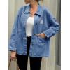 imageCicy Bell Womens Oversized Denim Jackets Boyfriends Button Down Utility Jean Jackets Vintage Y2k Fall CoatBlue