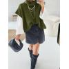 imageCicy Bell Womens Oversized Turtleneck Knit Sweaters Short Batwing Sleeve Casual Slouchy Loose Fit Chunky Pullover TopsArmy Green