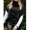 imageCicy Bell Womens Oversized Turtleneck Knit Sweaters Short Batwing Sleeve Casual Slouchy Loose Fit Chunky Pullover TopsBlack