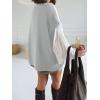 imageCicy Bell Womens Oversized Turtleneck Knit Sweaters Short Batwing Sleeve Casual Slouchy Loose Fit Chunky Pullover TopsGrey