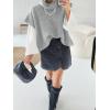 imageCicy Bell Womens Oversized Turtleneck Knit Sweaters Short Batwing Sleeve Casual Slouchy Loose Fit Chunky Pullover TopsGrey