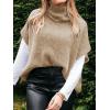 imageCicy Bell Womens Oversized Turtleneck Knit Sweaters Short Batwing Sleeve Casual Slouchy Loose Fit Chunky Pullover TopsKhaki