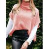 imageCicy Bell Womens Oversized Turtleneck Knit Sweaters Short Batwing Sleeve Casual Slouchy Loose Fit Chunky Pullover TopsPink