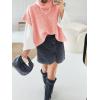 imageCicy Bell Womens Oversized Turtleneck Knit Sweaters Short Batwing Sleeve Casual Slouchy Loose Fit Chunky Pullover TopsPink